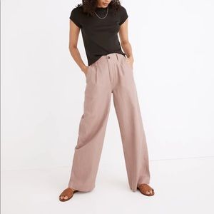 Madewell Cotton-Linen Pleated Wide-Leg Pants